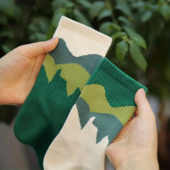 Colorblock Print Ribbed Socks Comfy Mid Tube Stockings