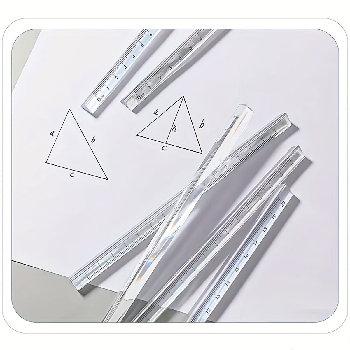 Three Prism Ruler Student Drawing Measuring Ruler Exam Office