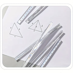 Three Prism Ruler Student Drawing Measuring Ruler Exam Office