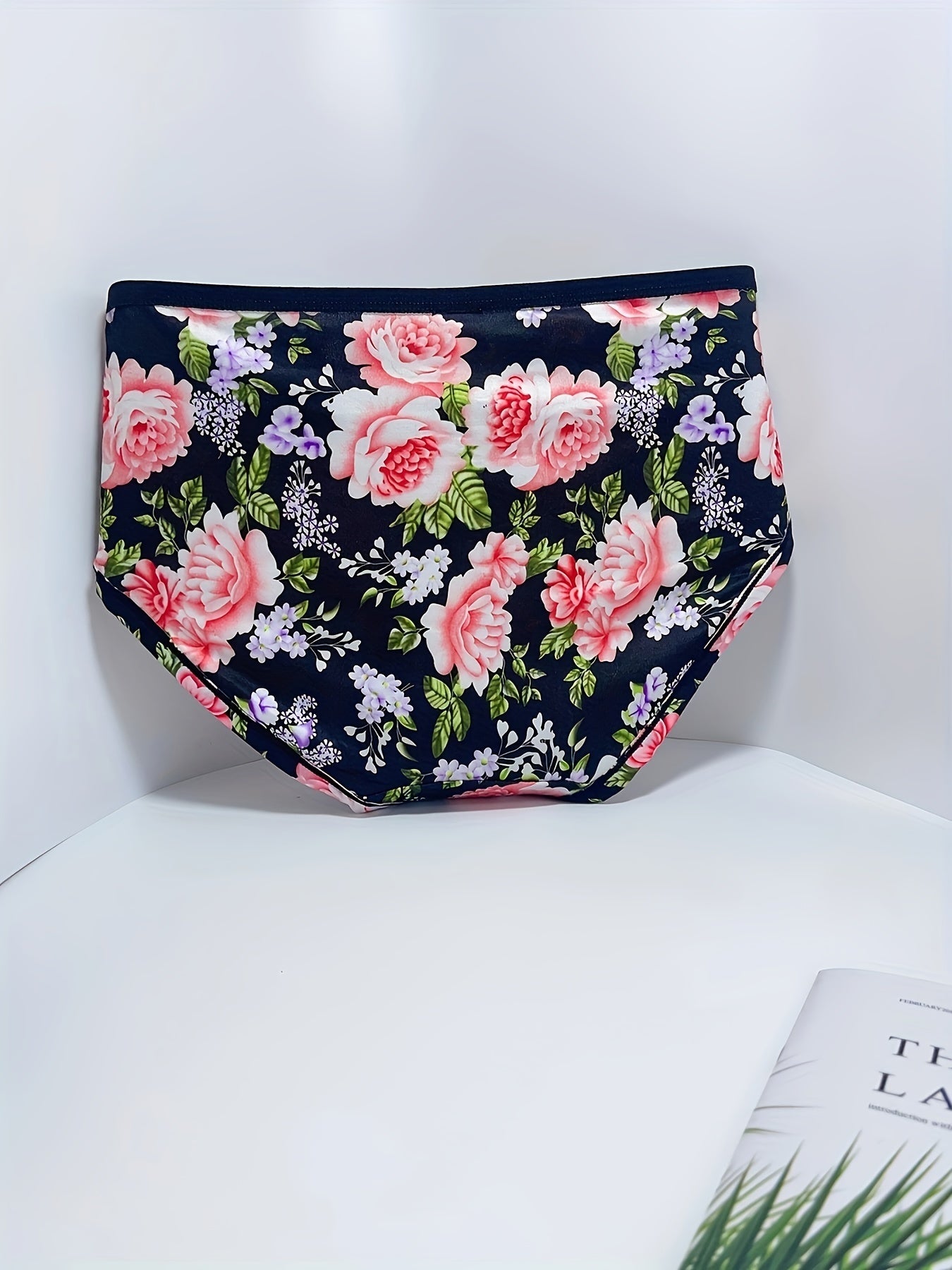 Floral Print Briefs Panties Comfy & Breathable Mid Rise Stretchy Panties