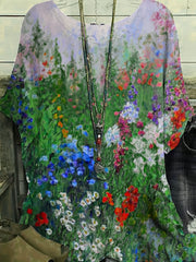  Floral Print Short Sleeve Blouse