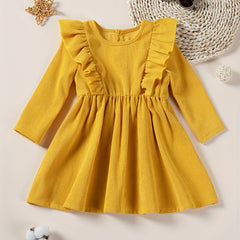 Baby Girls Ruffle Sleeve Princess Dresses Spring Autumn 1-5Y