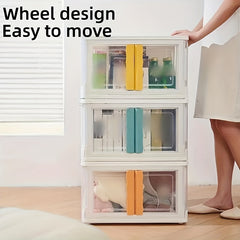 Foldable Storage Bins With Lid Transparent Double Open Door Fold Box