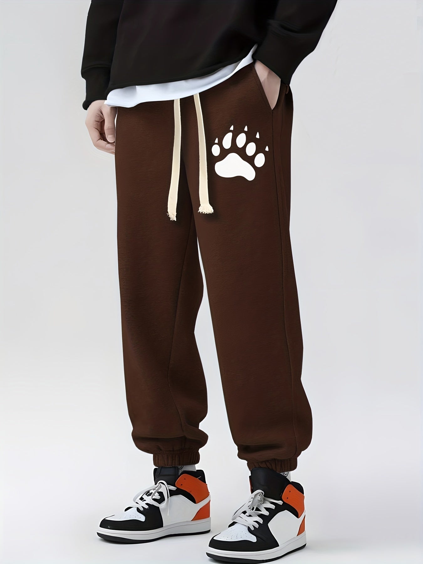 Paw Print Drawstring Sweatpants Men's Casual Pants Spring Summer Wear