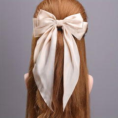 Large Satin Bow Hair Clip French Barrette Ponytail Accessories Women