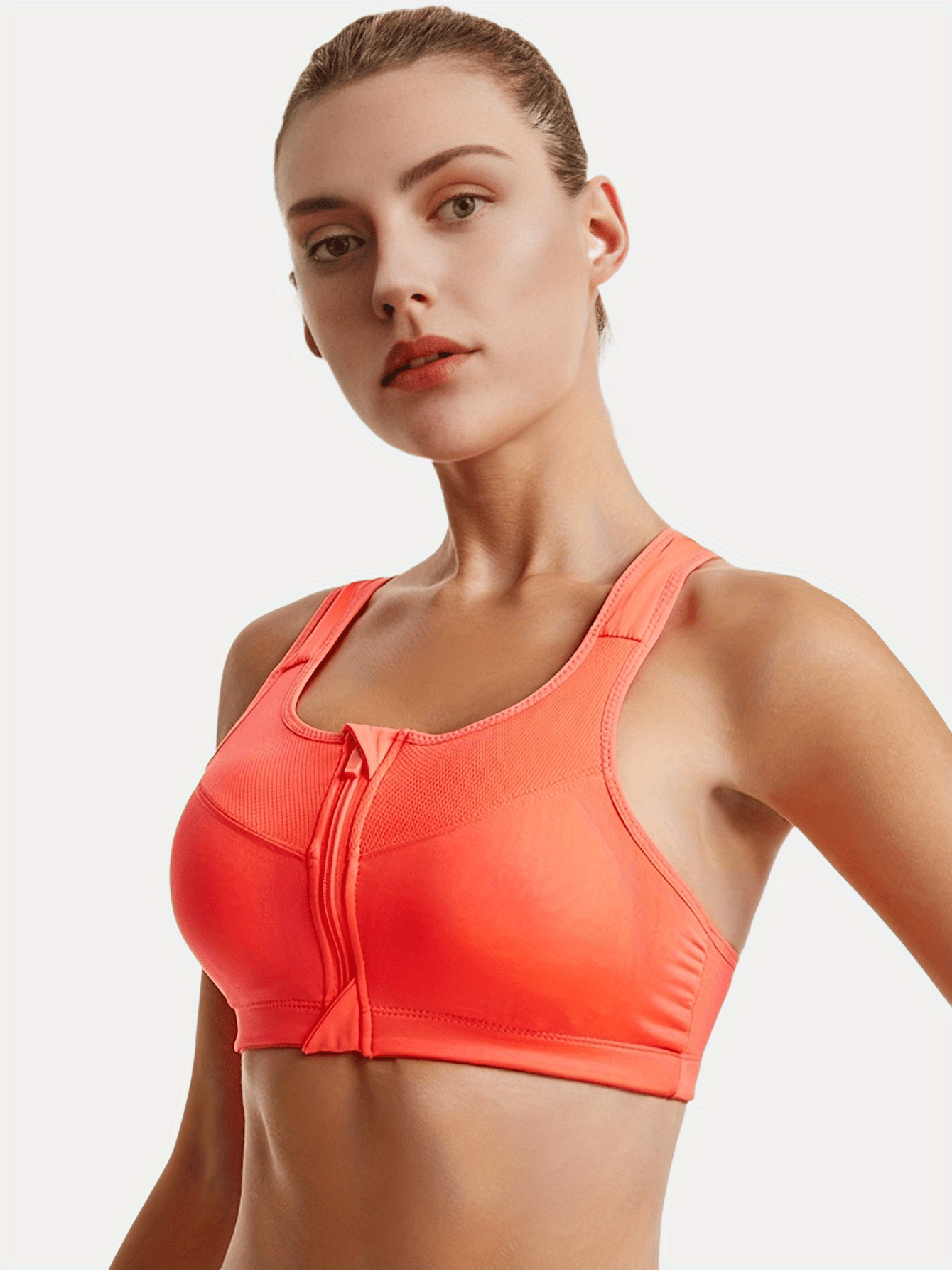 Zipper Wireless Sports Bra Comfortable & Supportive Push Up Yoga Fitness Tank