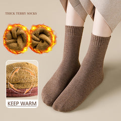 Chunky Knit Crew Socks Warm Winter Cotton Blend Women's Stockings