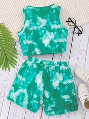 Girls Tie dye Crop Tank Top & Shorts Set Kids Summer Clothes