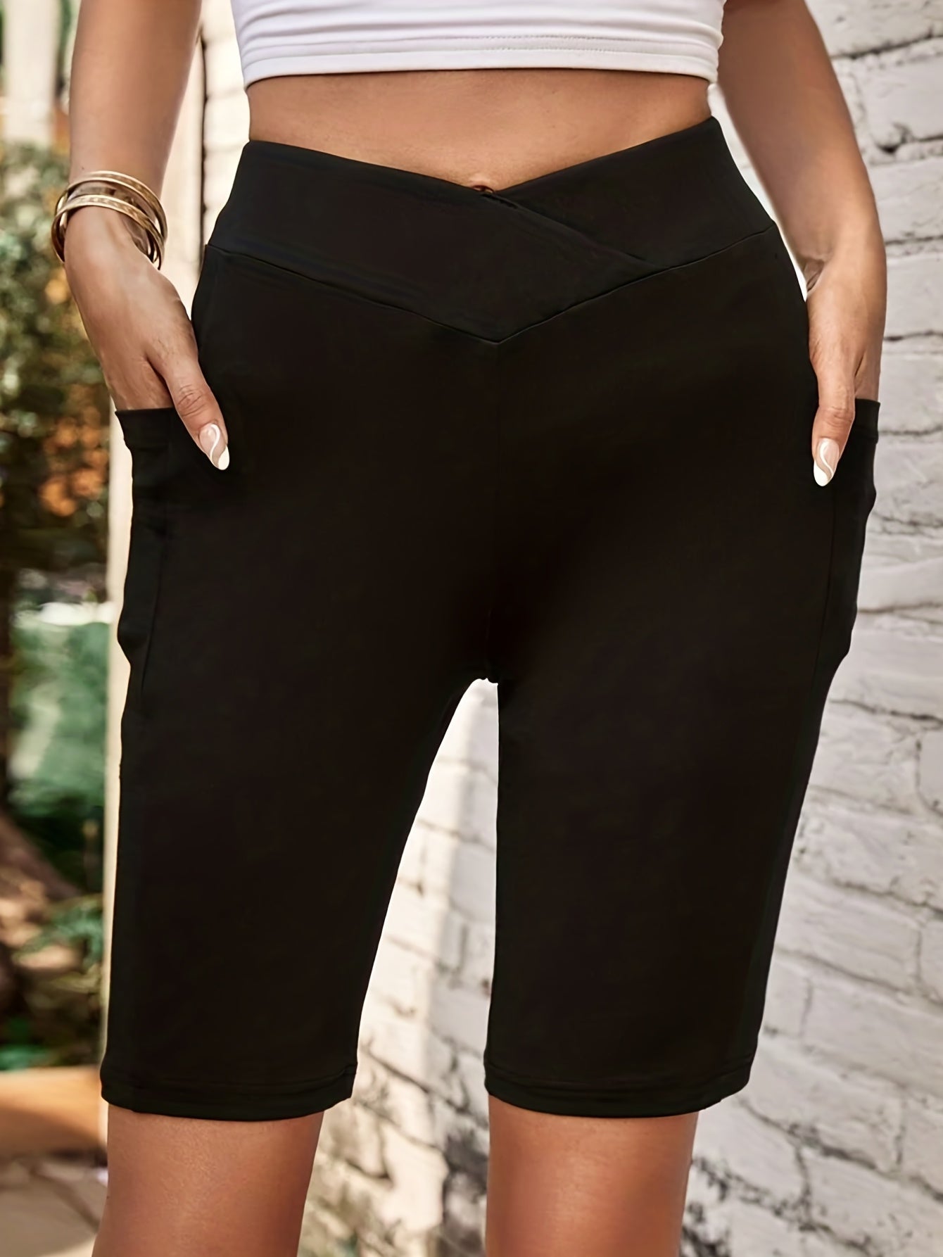  High Rise Waist Skinny Shorts