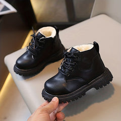 Boys Non Slip Fleece Lace Up Boots for Indoor Outdoor Travel