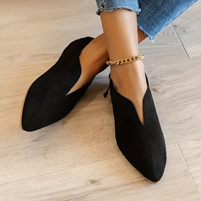 Women's Pointed Toe Slip On Loafers with Buckle Strap Details