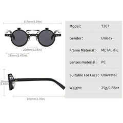 Round Frame Punk Double layer Flip Sunglasses Retro Outdoor Sunshade Decoration