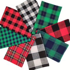 20pcs Christmas Patchwork Fabric Checked Pattern 20X20cm