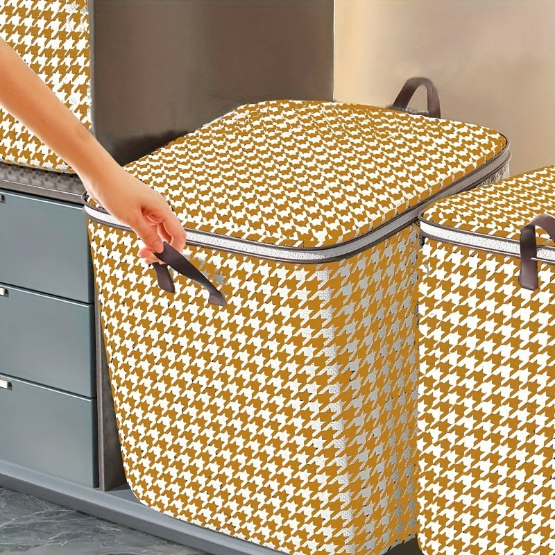 Houndstooth Quilt Clothes Organizer Lightweight Handheld Storage Bag
