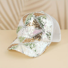 Sequins Block Baseball Cap Mesh Hip Hop Trucker Hat Sunshade Sports Hats