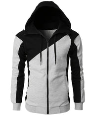 Men's Casual Block Zip Up Jacket With Hood