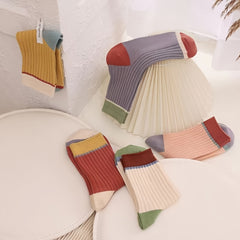 5 Pairs Colorblock Socks All match Women's Stockings