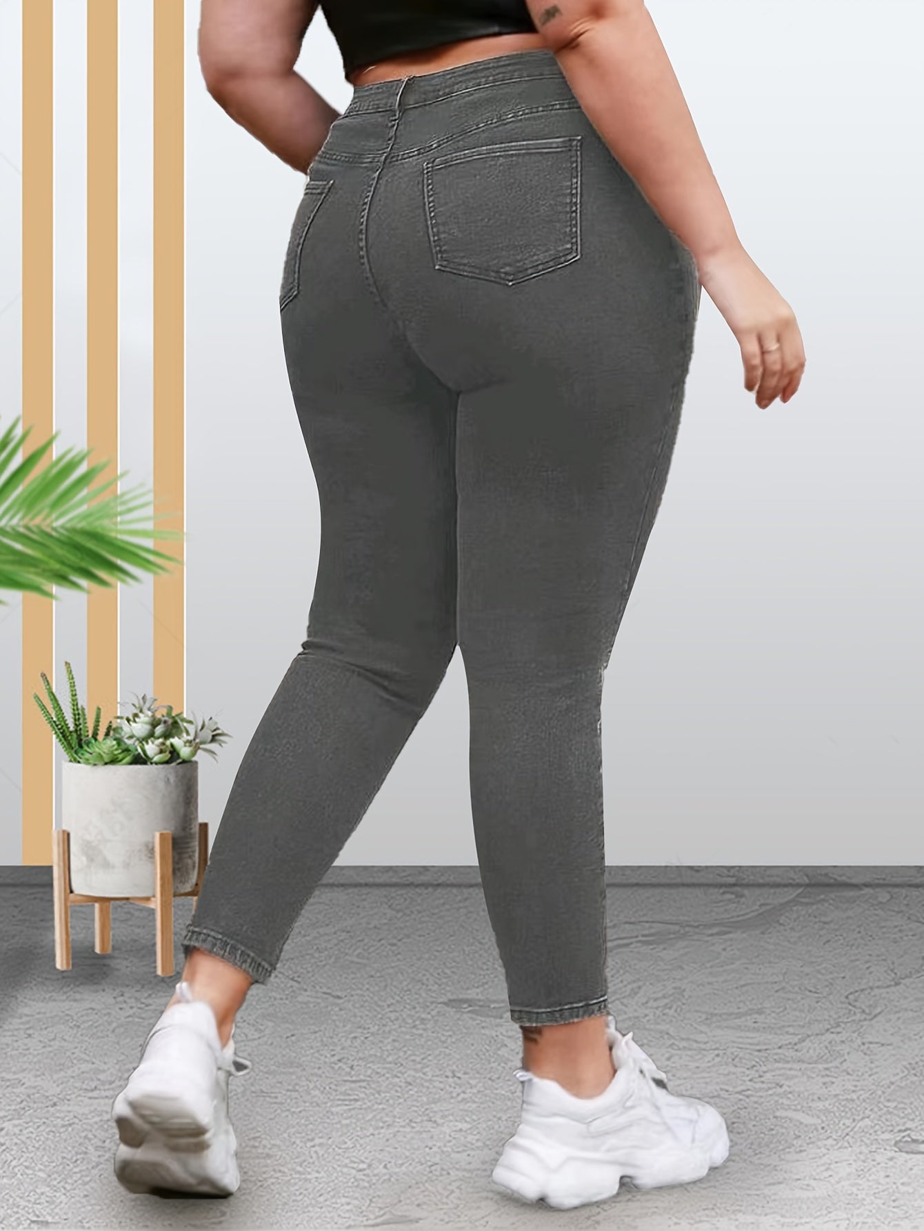  Solid High Rise Skinny Jeans