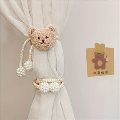 Adorable Teddy Bear Curtain Tieback with Pearl Accents