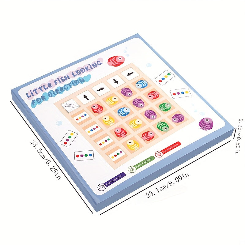 Educational Wooden Fish Puzzle Toy - Learn Directions and Colors