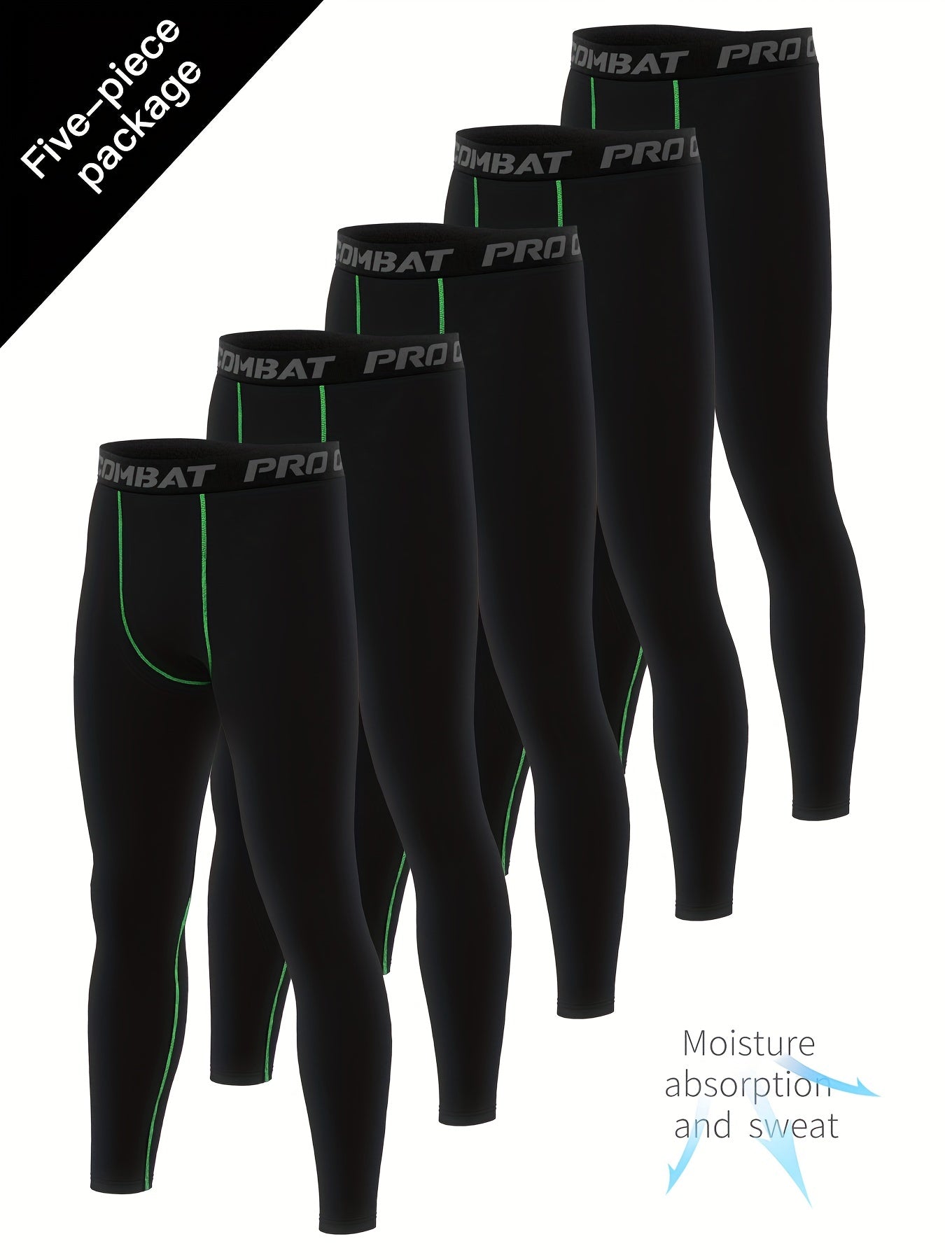 Men's Solid Pocket Leggings Quick Dry Sports Compression Pants