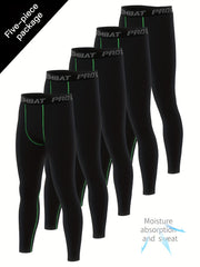 Men's Solid Pocket Leggings Quick Dry Sports Compression Pants
