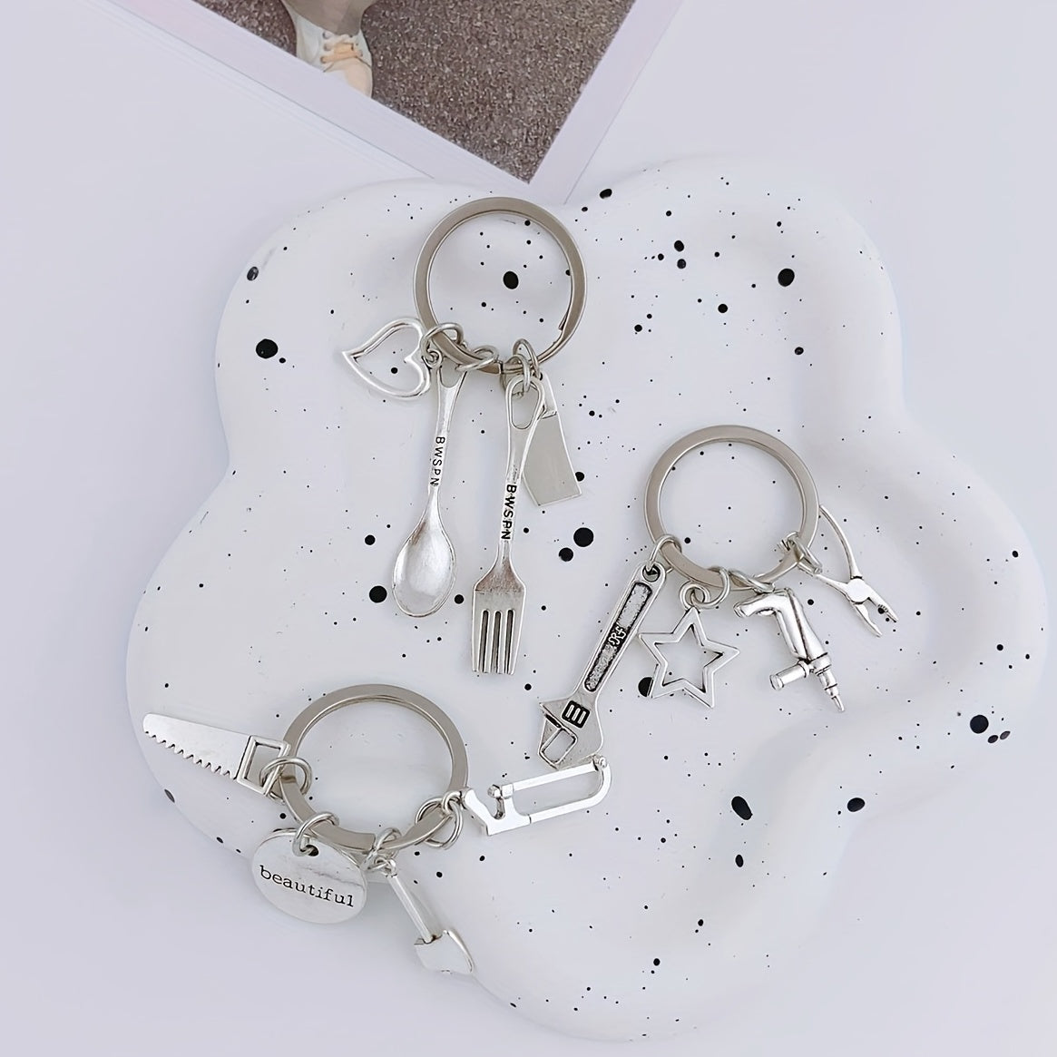 Mini Repair Tools Kit Keychain Metal Key Ring Father's Gift For Dad Papa