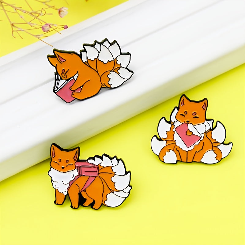 Fox Pattern Brooch for Backpack Jeans