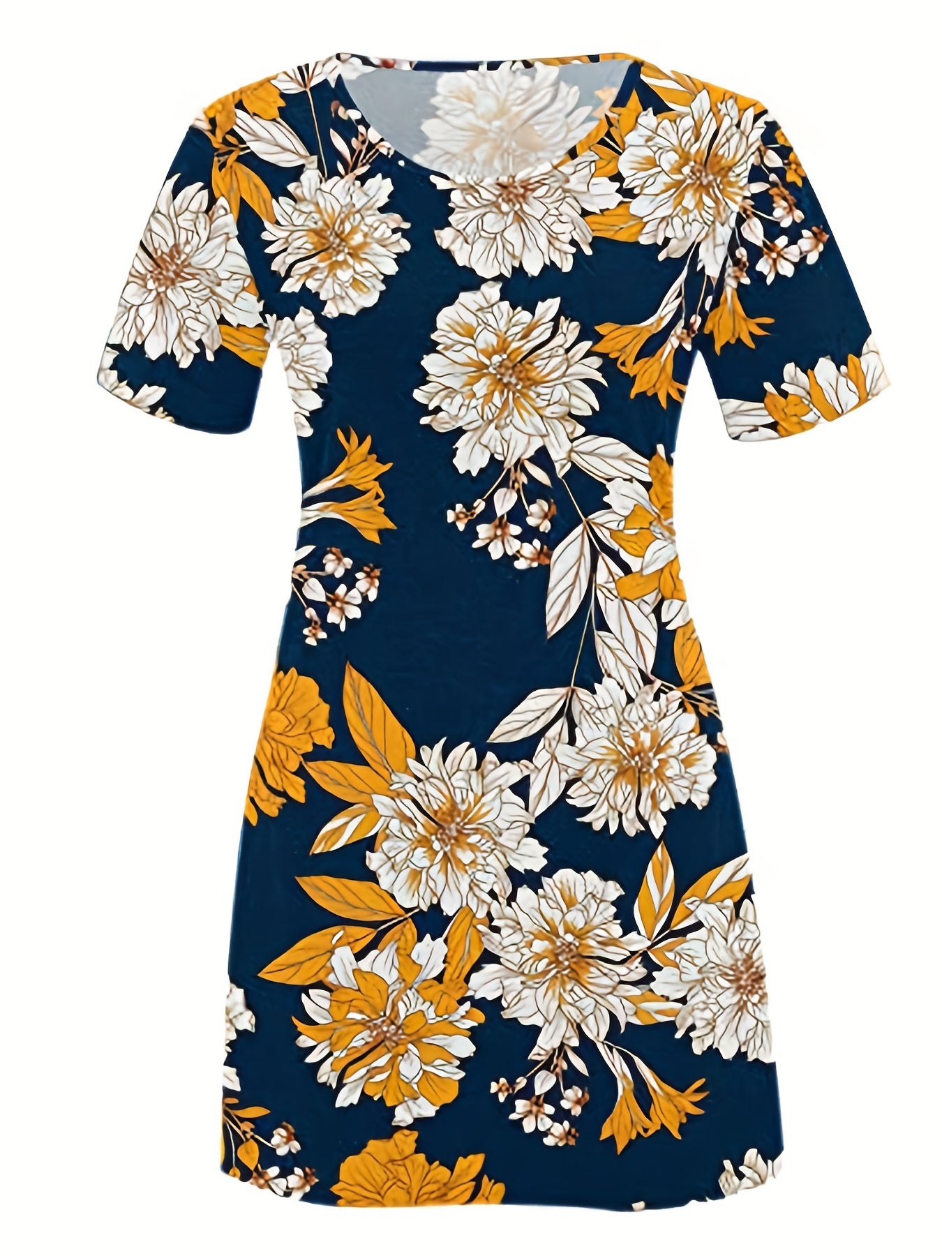 Floral Print Short Sleeve Tee Dress