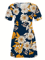 Floral Print Short Sleeve Tee Dress