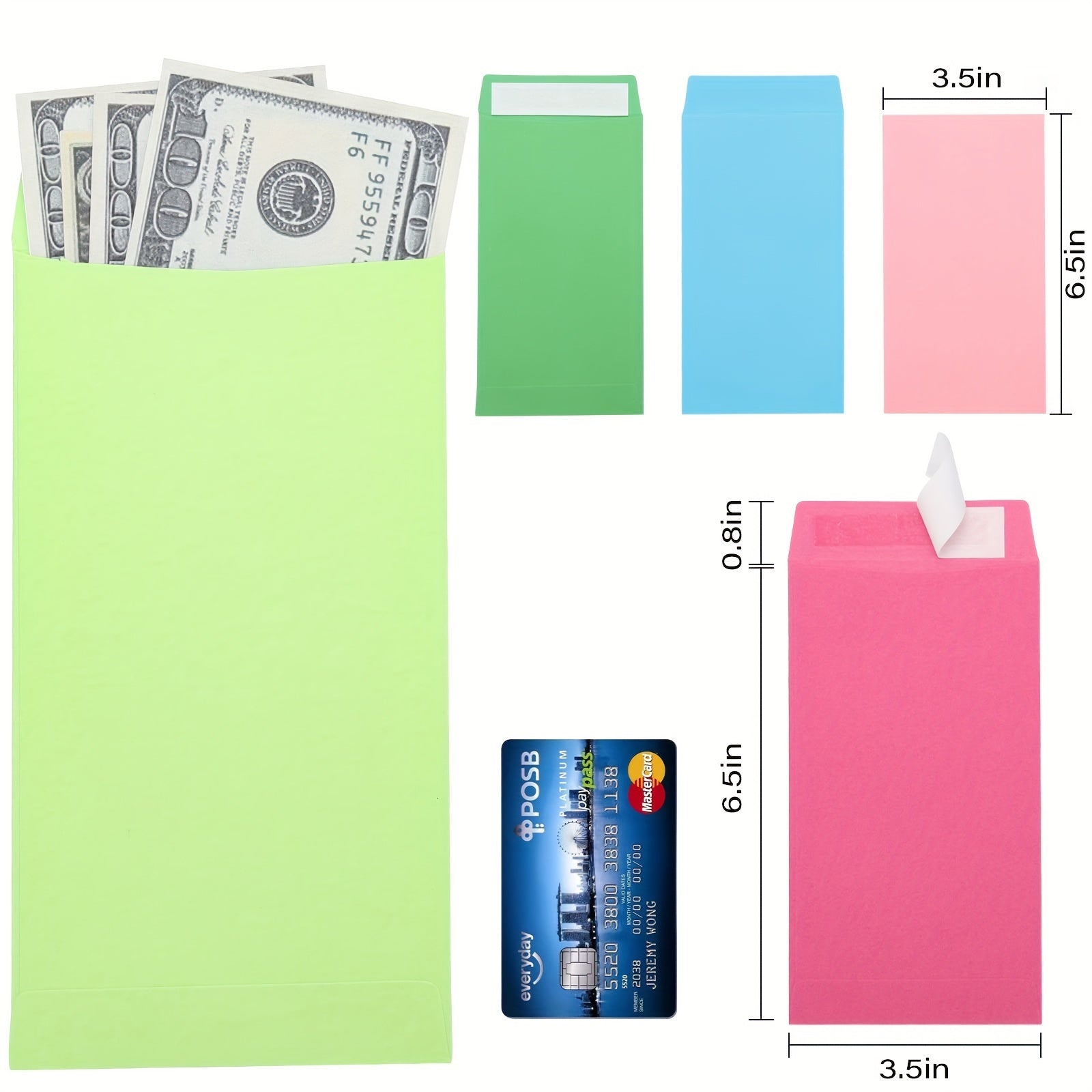 Pack Of 100 Colored Envelopes Self-seal Glossy Bridal Shower