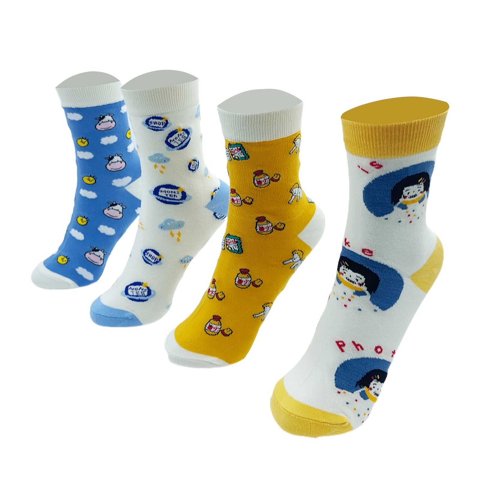 Cartoon Cow Pattern Mid Tube Socks Women's Stockings