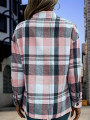  Plaid Print Long Sleeve Button Up Lapel Collar Shirt