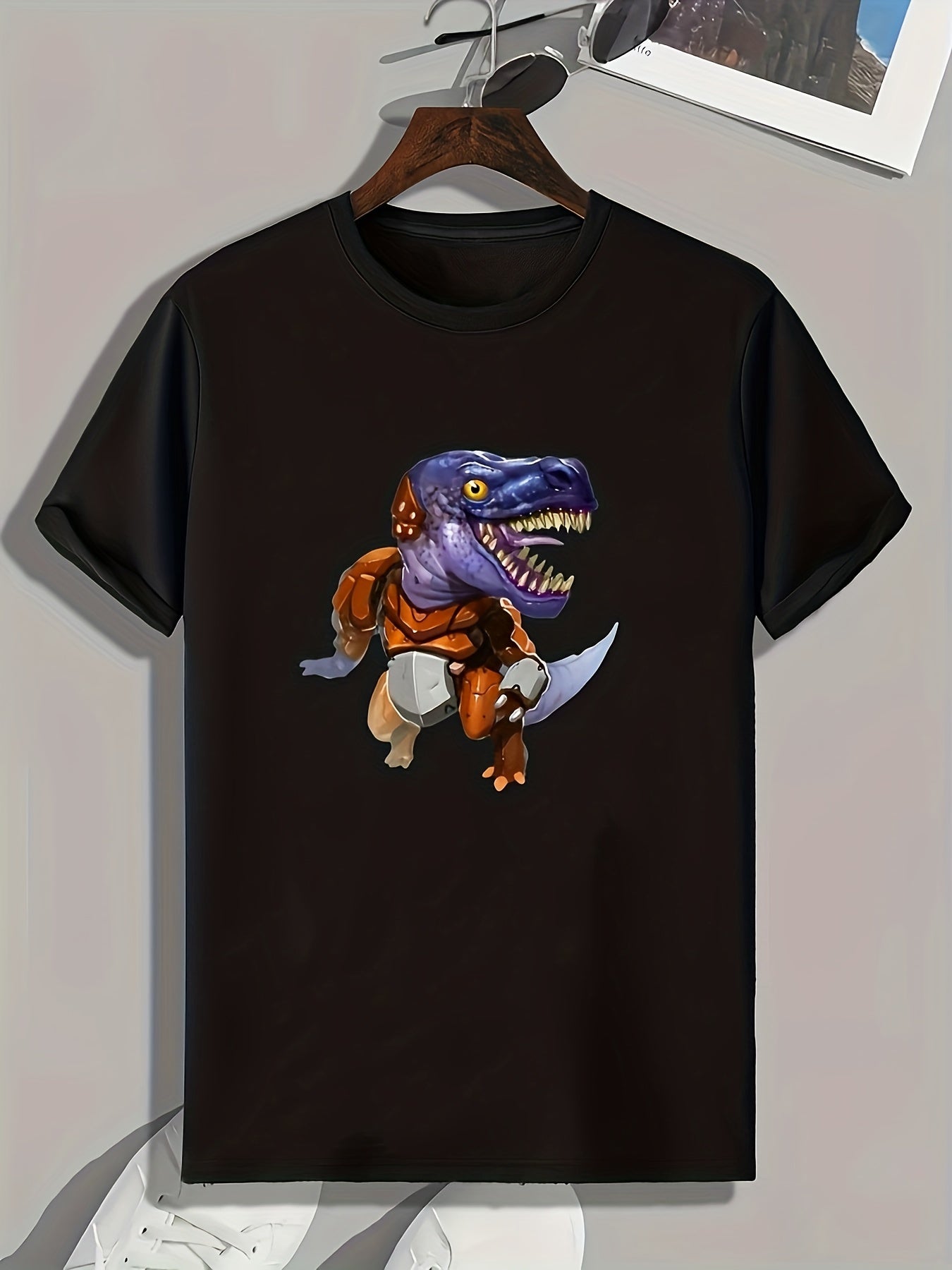 Dinosaur Print Men's Graphic T-Shirt for Summer