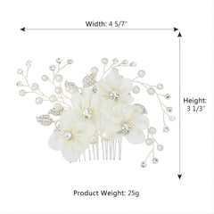 Silvery Lace Flower Rhinestone Wedding Hair Comb