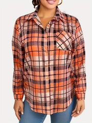  Plaid Print Long Sleeve Button Up Shirt Top