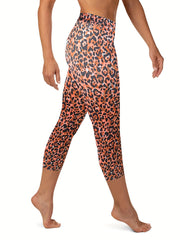 Leopard Print Skinny Capris Leggings for Women
