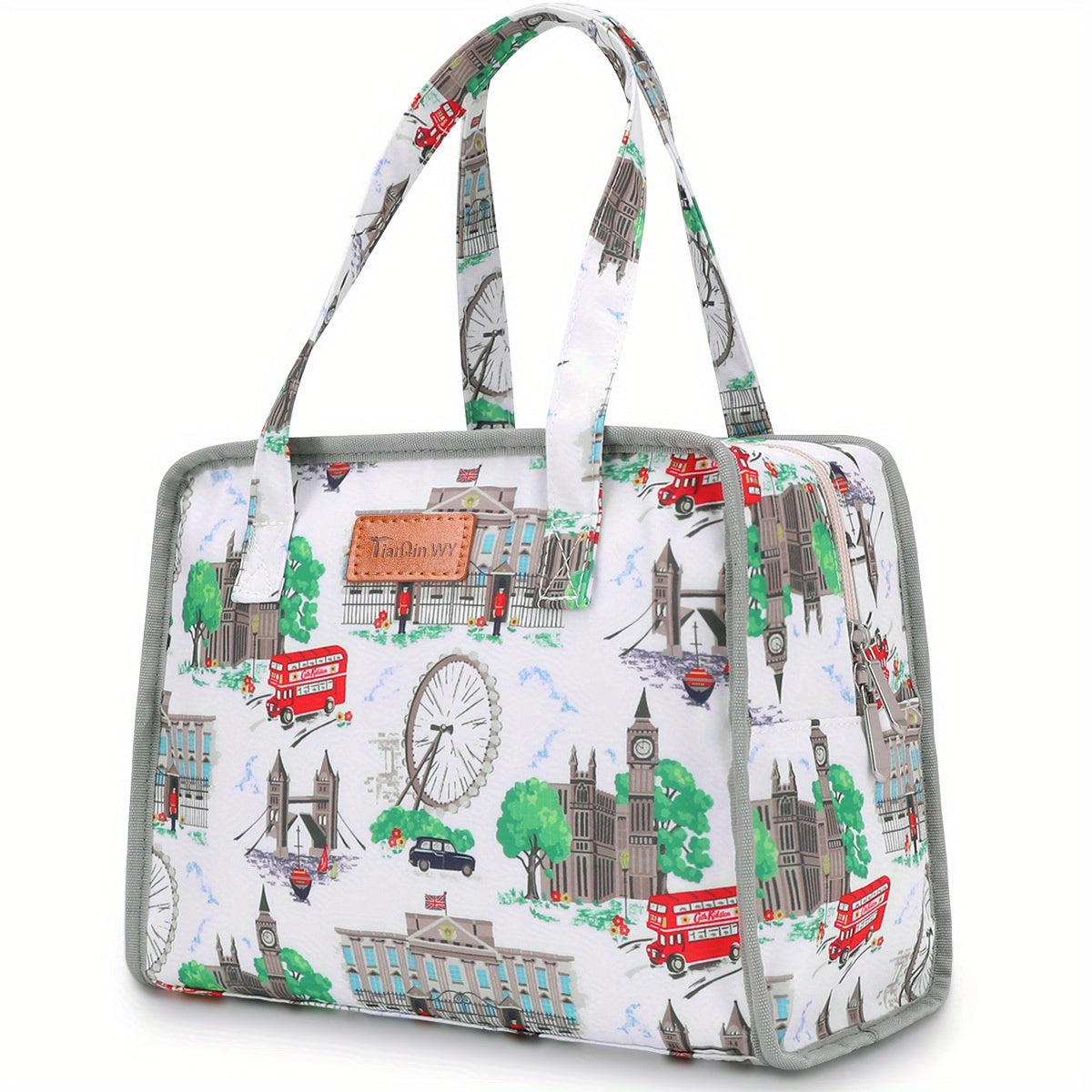 Floral Print Insulated Lunch Bag for Outdoor Picnics