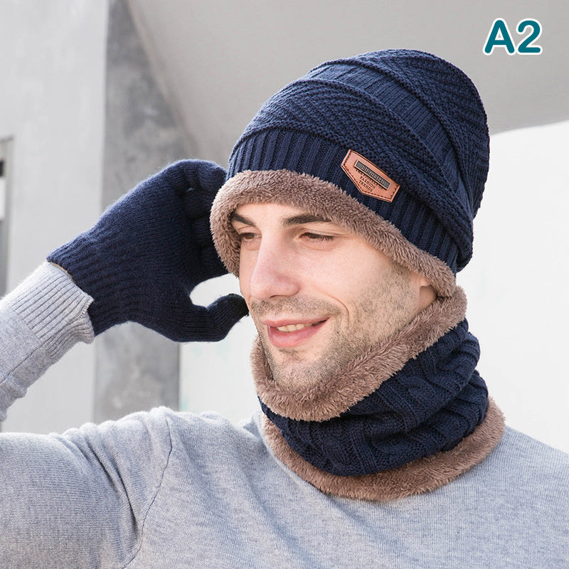 Winter Warm Hats & Scarf Set Pompom Cap Windproof Beanie
