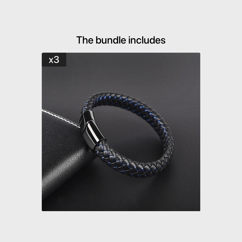 22Cm Punk Braided Leather Bracelet