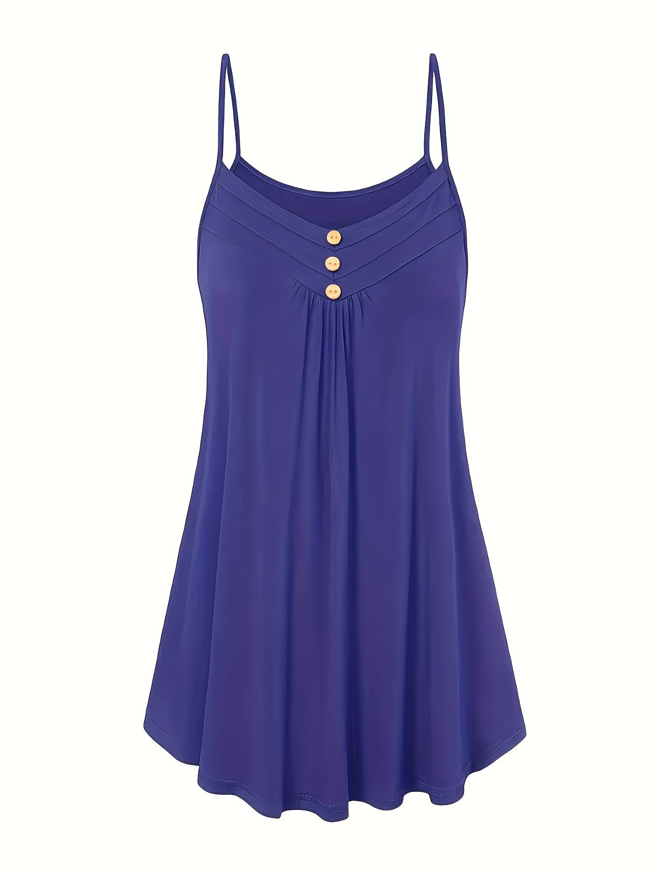  Ribbed Button Round Neck Cami Top