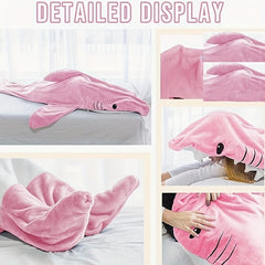Shark Blanket Cozy Flannel Hoodie Sleeping Bag for Indoor & Outdoor