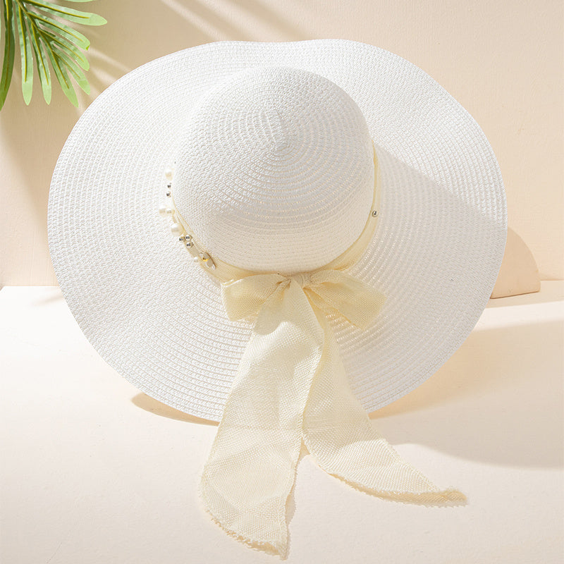 Wide Brim Straw Hat Sunshade Chain Decoration Gift For Her