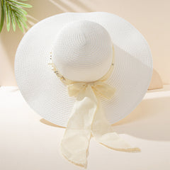 Wide Brim Straw Hat Sunshade Chain Decoration Gift For Her