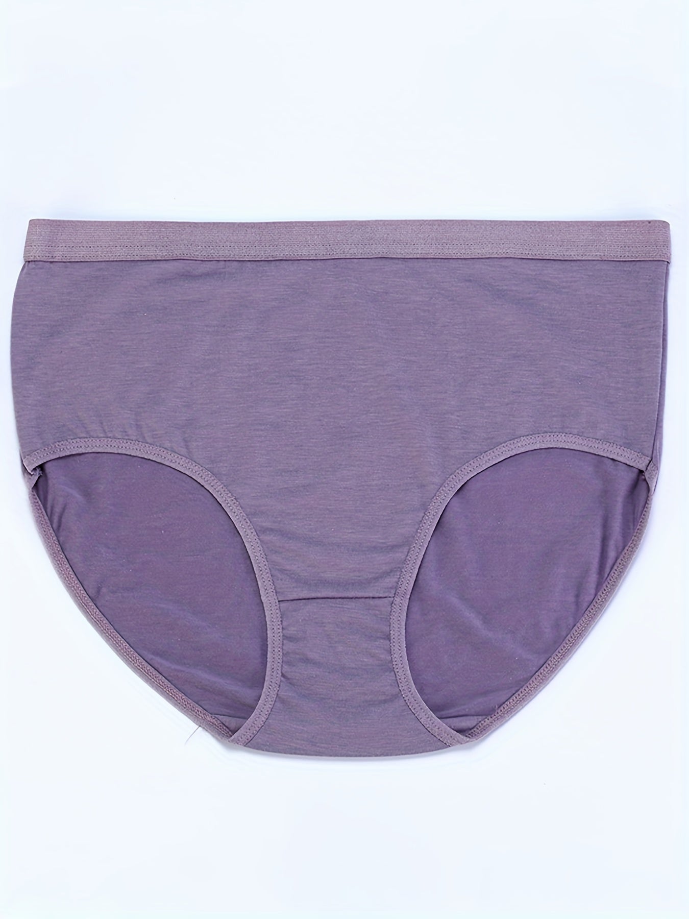 6 Pack Plus Size Basic Underwear Set Women's Plus Plain Mid Rise Medium Stretch