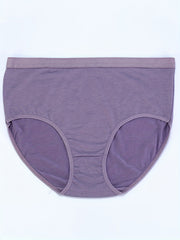 6 Pack Plus Size Basic Underwear Set Women's Plus Plain Mid Rise Medium Stretch