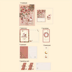 Vintage Cartoon Rabbit Sticky Notes Set Notebook Post Card Greeting Card