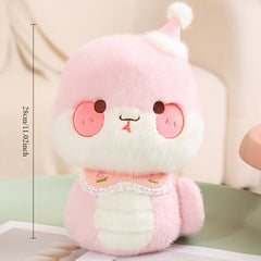 Pink Snake Plush Toy Soft Chubby Polyester Doll with Expressive Eyes