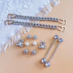 12pcs Shoe Charms Set with Pearls and Accessories for Women's Cross Hole Shoes