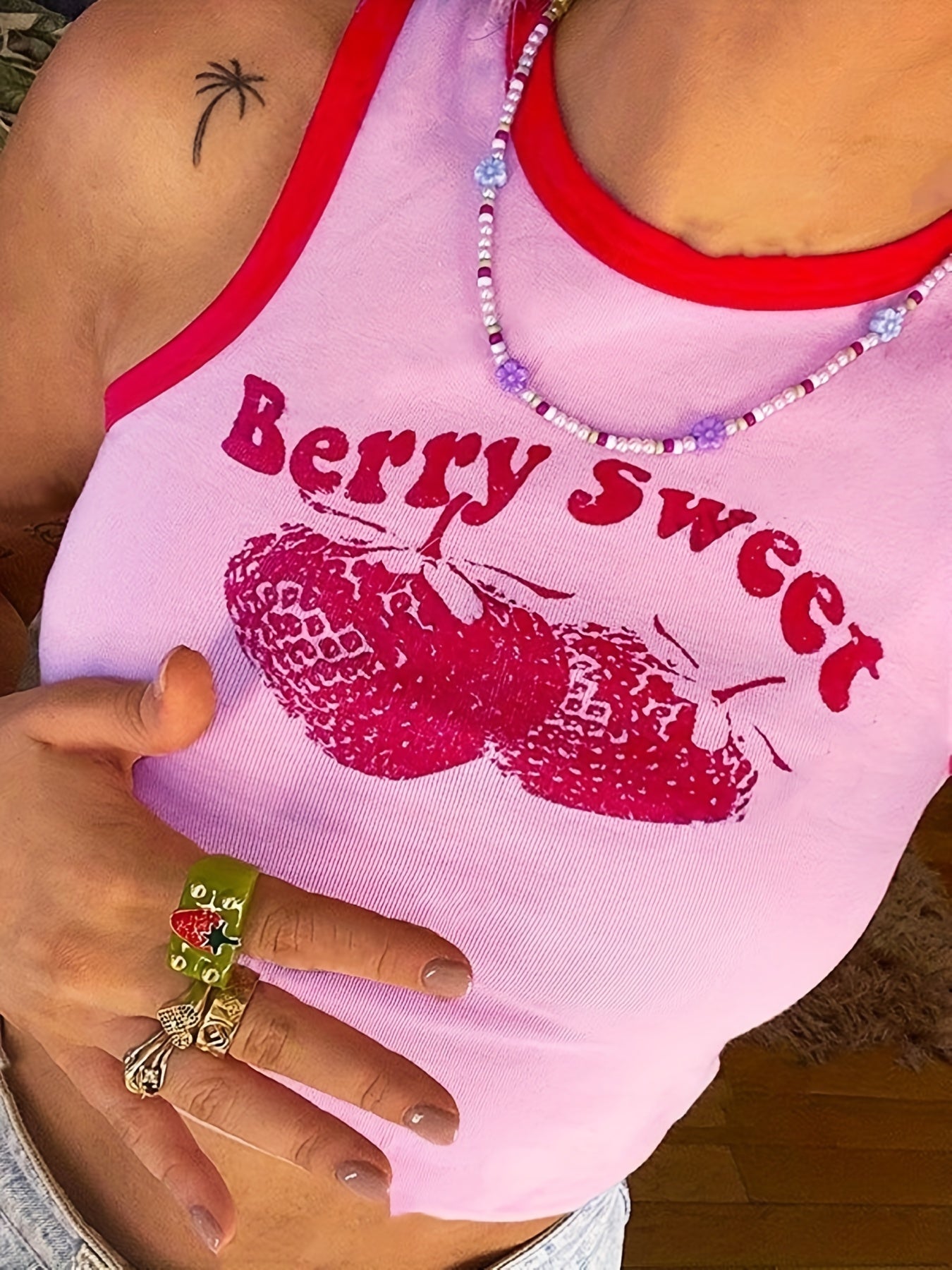 Strawberry Tank Top Sleeveless Casual Summer Women's Clothing